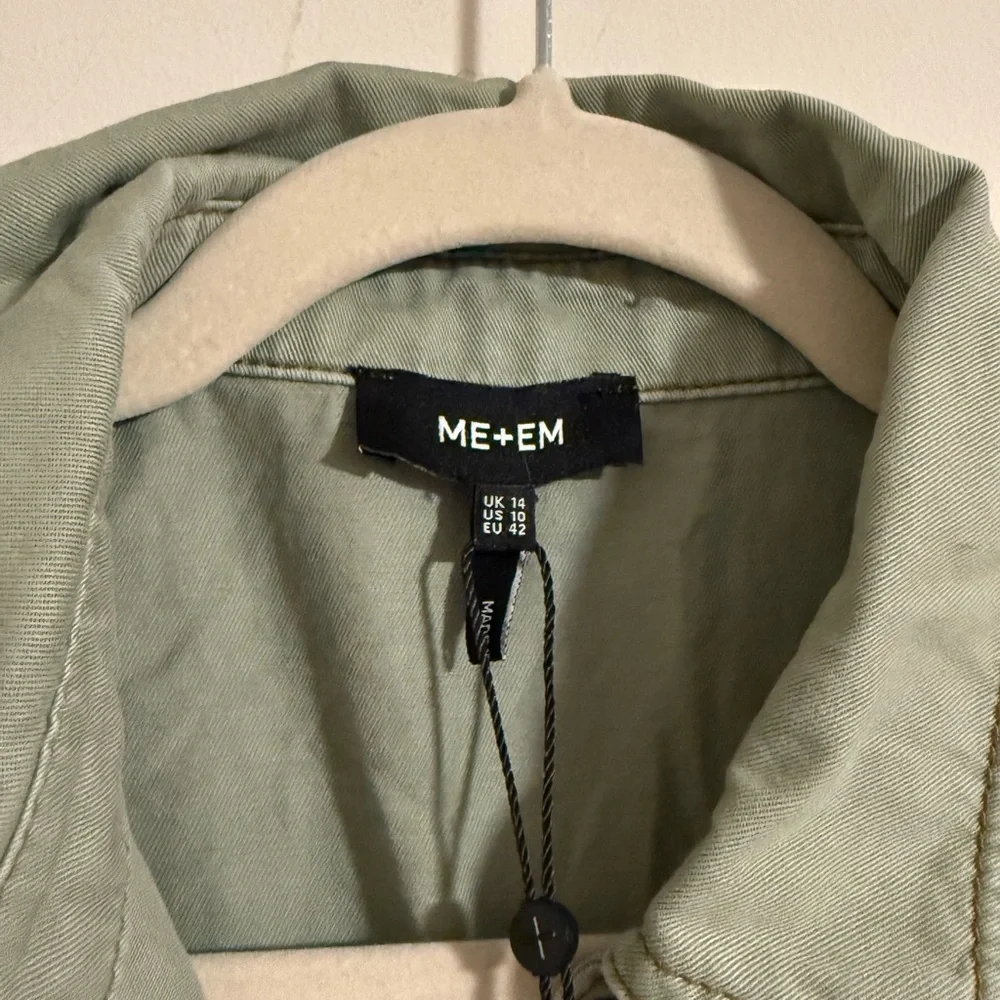 NWT Me + Em super soft utility jumpsuit sage green organic cotton size 10 - Picture 6 of 12